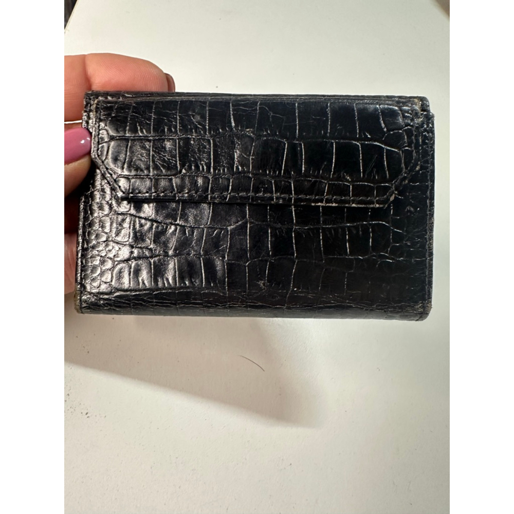 Women's Yves Saint Laurent Black Croc Embossed Leather Key Holder One Size - Picture 3 of 6